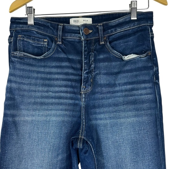 BKE 31 X 28 Billie Slim High Rise Crop Straight Dark Wash Raw Hem Stretch Jeans - Picture 3 of 9